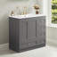 Meuble-lavabo moderne 36 po - Lavabo en céramique - Tiroirs et portes à fermeture douce - 4 tiroirs + armoire - Poignées en aluminium - Capacité de 110 lb?-385836032