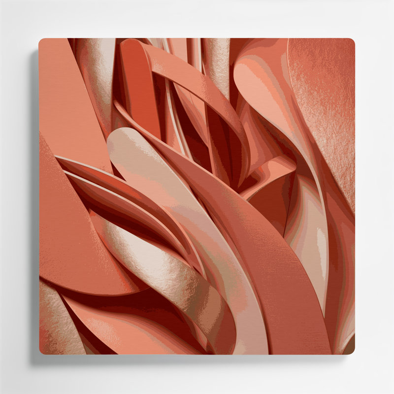 «Abstract Shapes» 16, art mural en métal rose