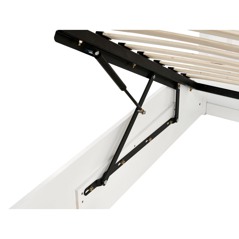 Ottoman Bed Pine Wood LAMBRES White, European Double (140 x 200 cm)