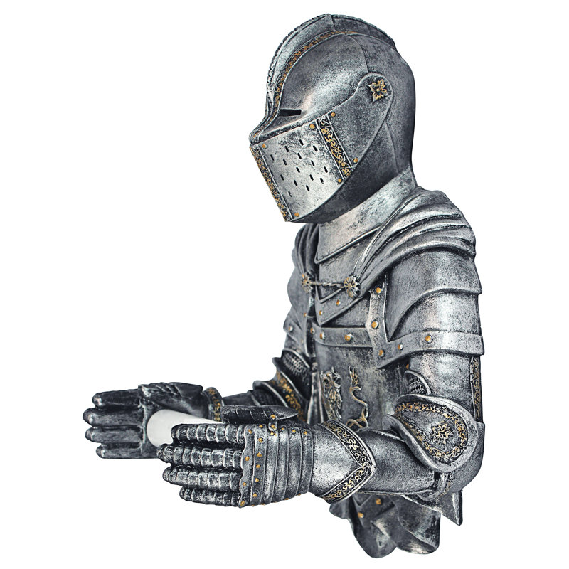 Medieval Knight Silver Resin Wall-Mounted Toilet Paper Holder