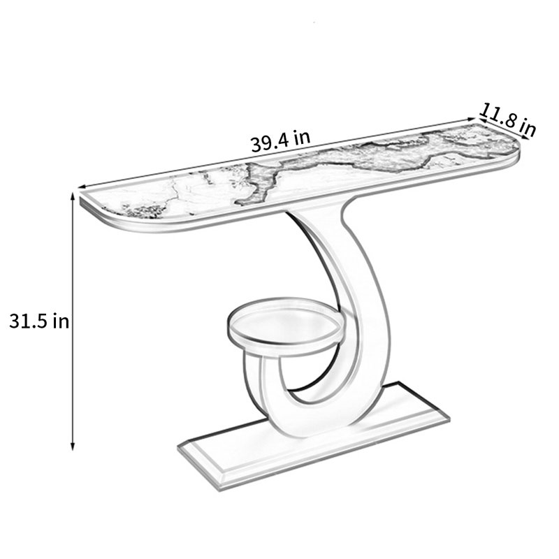 Console en métal avec un petit plateau, Noir