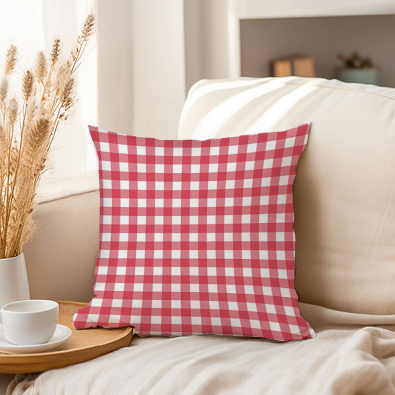 Abstract Red Plaid Pattern II Modern, 16"H x 16"W