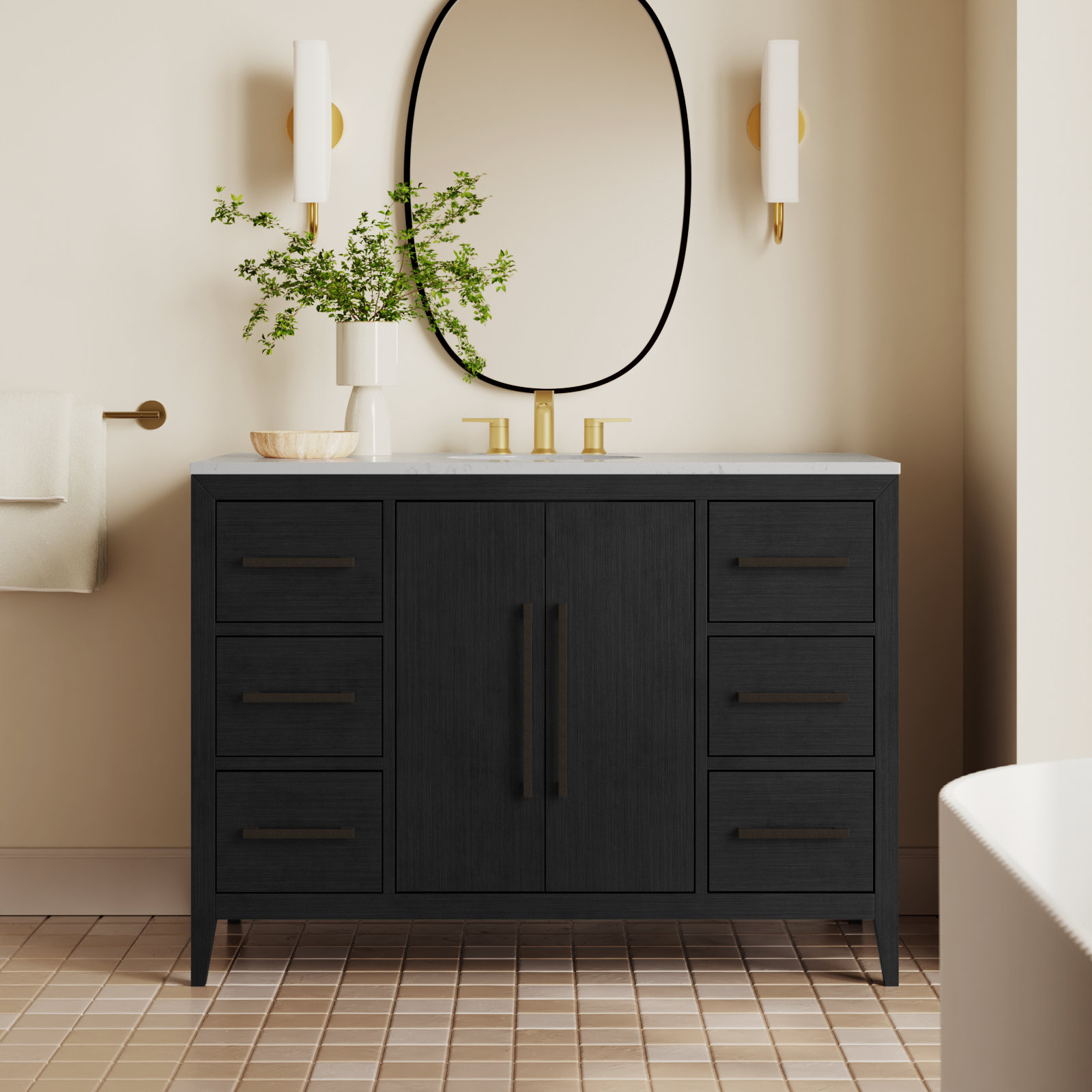Alsup 48'' Single Bathroom Vanity, Dark Weathered Oak