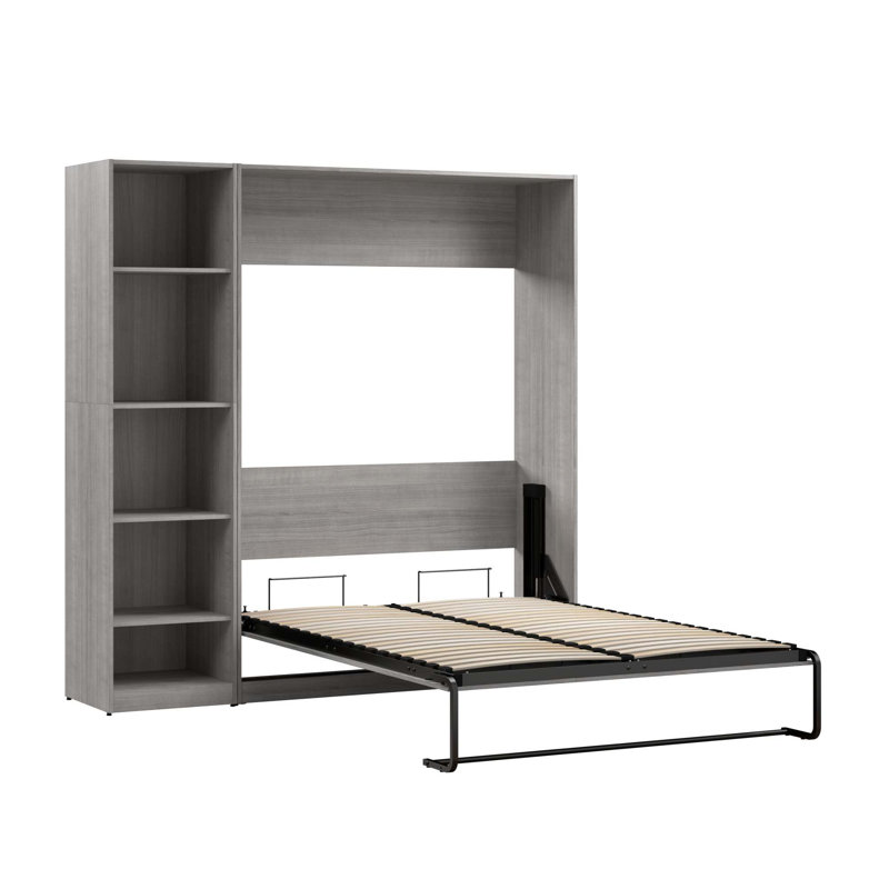 Lit escamotable Oneybrook, Gris platine, Double