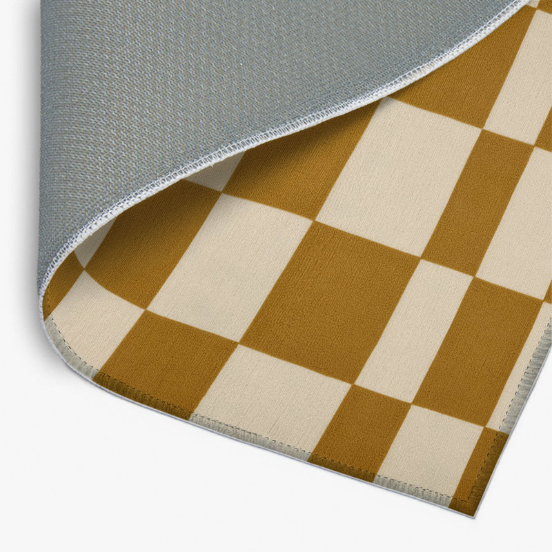 Tapis d'intérieur et d'extérieur à carreaux beige, Rectangulaire 8 pi x 10 pi