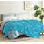 Jeté en flanelle bleue ultra douce, imprimé turquoise sur un côté-132216844