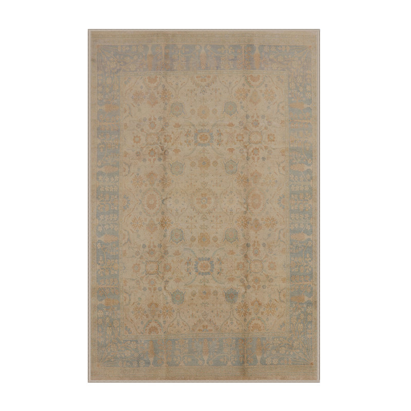 Tapis beige / bleu Leighann, Rectangle 4 pi x 6 pi