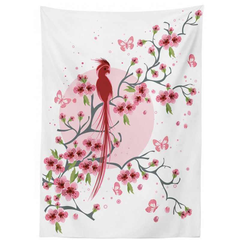 Japanese Dining Room Kitchen Tablecloth, 90" L x 60" W
