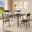 5-Piece Rectangular Dining Set for 4 with Wood Table and Upholstered Metal Frame Chairs-1827996986