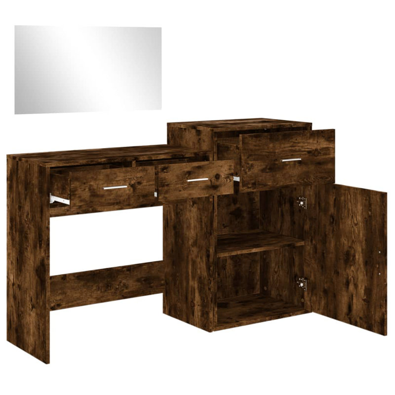 Dressing Table with Mirror, Smoked Oak