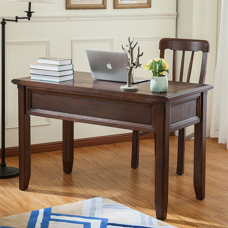 Bureau rectangulaire en bois massif brun noisette