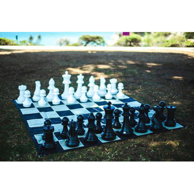 16" Giant Plastic Chess Set with Quick Fold Nylon Board