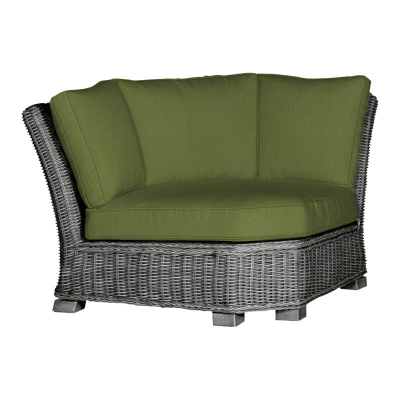Rustic Woven Sectional Corner, Slate Gray, Rollo Chambray InsideOut® Linen, Welt