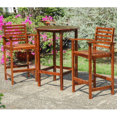 Enright 2 - Person Acacia Solid Wood Patio Dining Set Round Table