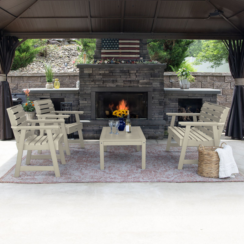 Anette 4 - Person Patio Conversation Set, Whitewash