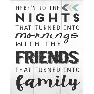 Nights With Friends, Family - impression d'art textuel sur bois