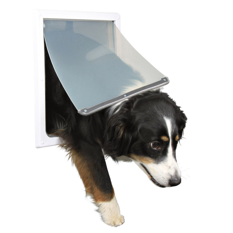 Medium White Metal Lockable Dog Door with Flap