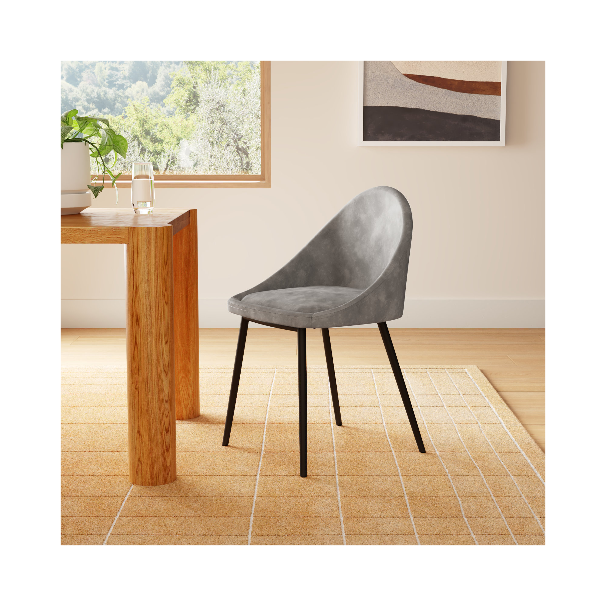 Holmes Vegan Leather Dining Chair, Smoke Gray
