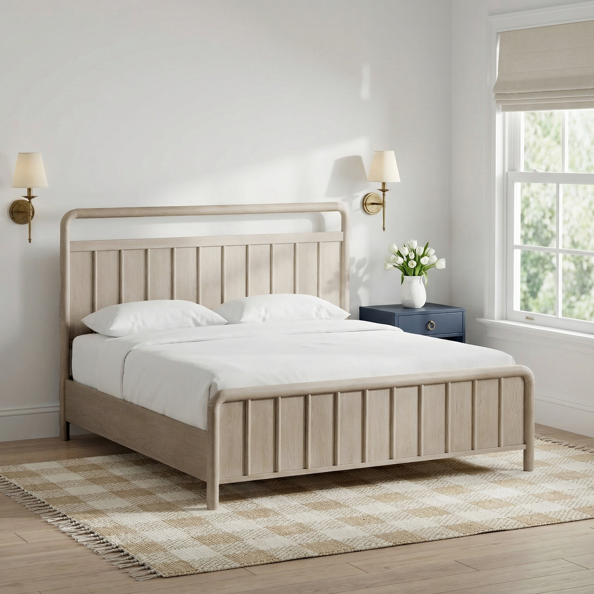 Honey Solid Wood Bed, Queen