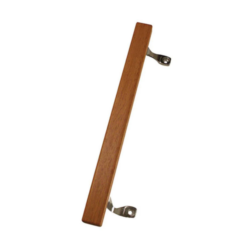 Poignée de porte en bois avec support chromé 2 vis incluses, trou de 9 5/8 po