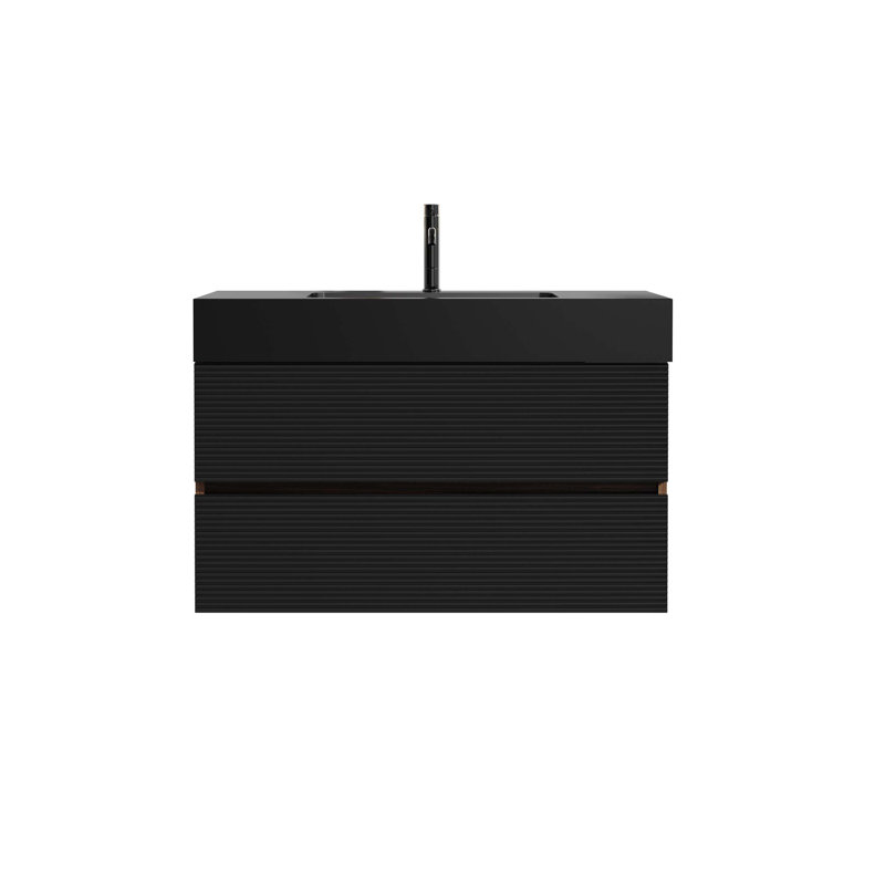 Wall Mounted Floating Bathroom Vanity with Silent Soft - Closing Drawers, One - Piece Basin, Ideal for Modern Bathroom Storage and Style