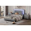 Size Upholstered Bed Frame With LED Lights,Modern Velvet Platform Bed With Tufted Headboard-804520557-804520558