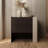 Mid-Century Modern Nightstand Wood and Leather Bedside Table, Minimalist Bedroom Side Table with 2-Drawer for Bedroom, Dorm and Living Room