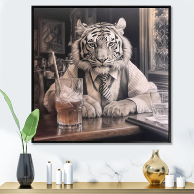 Tigre ayant une boisson II - Animal ayant une boisson, art sur toile