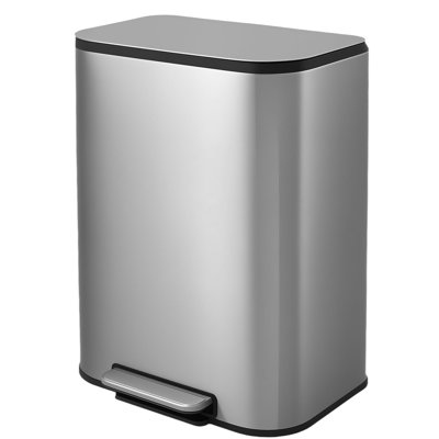 Stainless Steel Kitchen Trash Can 14 Gallon/51L - Large Capacity with Soft Close Lid, Removable Bucket, Step Pedal, Fingerprint Resistant - 50L (13.2 Gallon)