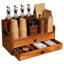 Organisateur de station de café rustique en bois avec 2 tiroirs, support de comptoir à 2 niveaux pour bar à café, sirops, K-Cups et accessoires de cuisine, l 14,4 po x P 8,8 po x H 10,7 po