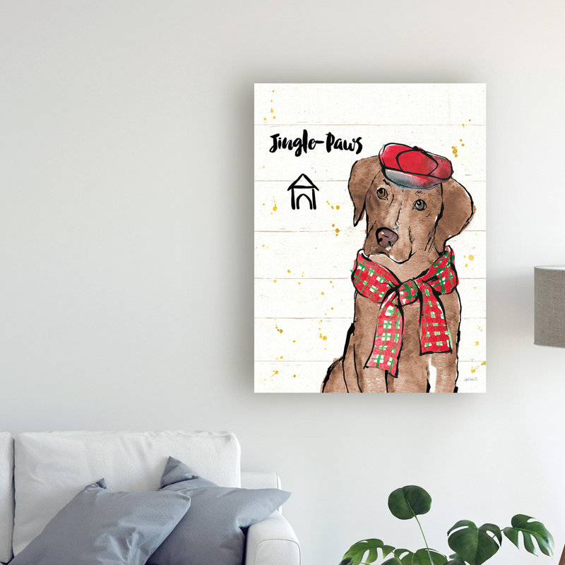 « strike a pattes ii v2 christmas jingle pattes », reproduction de dessin sur toile tendue, H 19 po x l 14 po x P 2 po