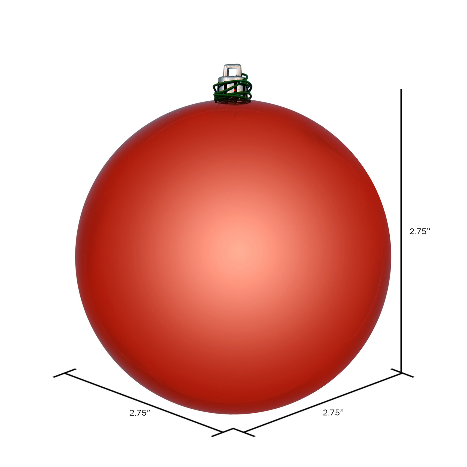 Holiday Décor Ball Ornament, 2.75" H x 2.75" W x 2.75" D, Bittersweet Shiny