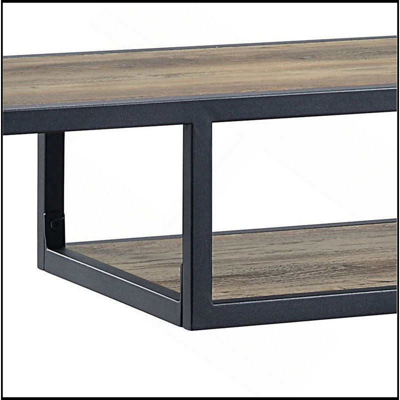 Rustic Oak And Black Console Table With 2 Shelves