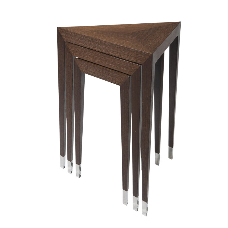 Vanucci Eclectics Art Deco Inspired Solid Wood Nesting Tables, Set of 3