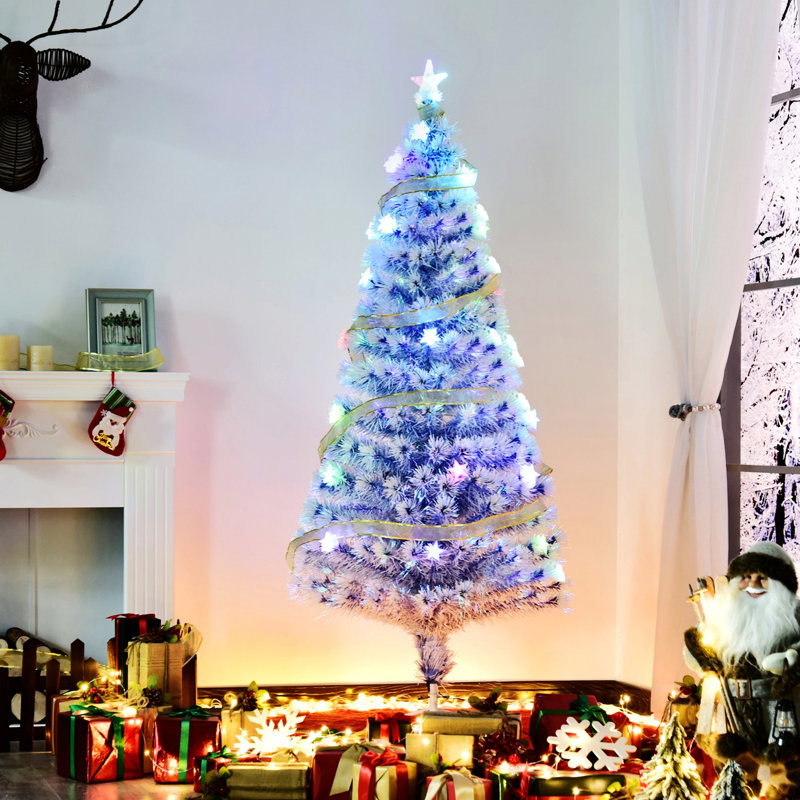 Arbre de Noël artificiel pré-éclairé avec lumières DEL multicolores