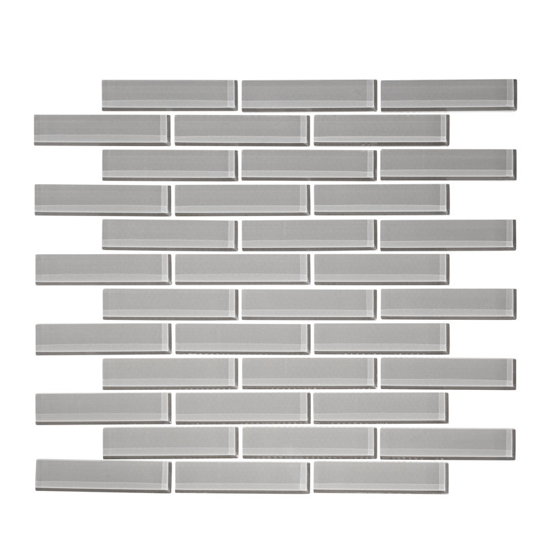 1" x 3" Glass Mosaic Tile, Cathedral Gray