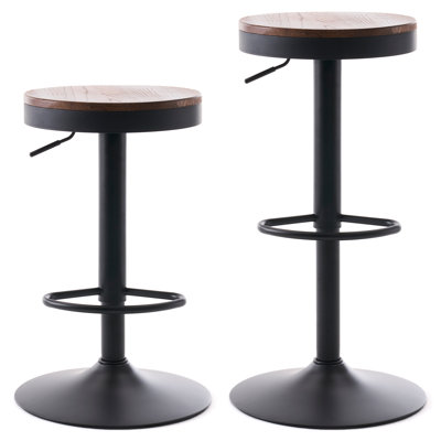 Jaina 15.2" W Solid Wood Swivel Adjustable Height Bar Stool