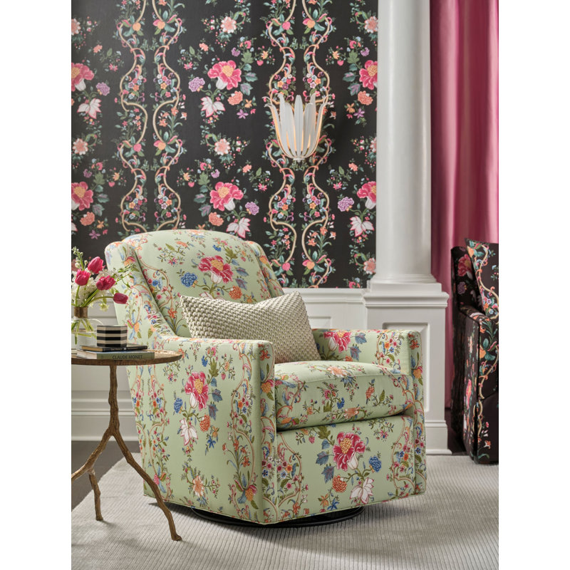 The MET x The House of Scalamandre Camellia Trellis, Seafoam Posey