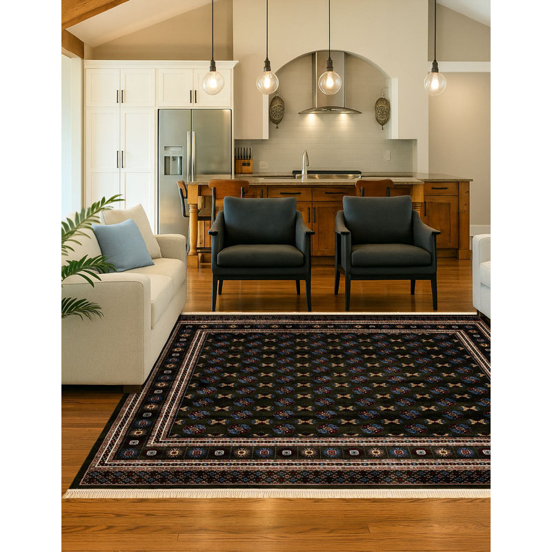 Tapis traditionnel Hinshaw vert foncé, Carré 6 pi 1 po