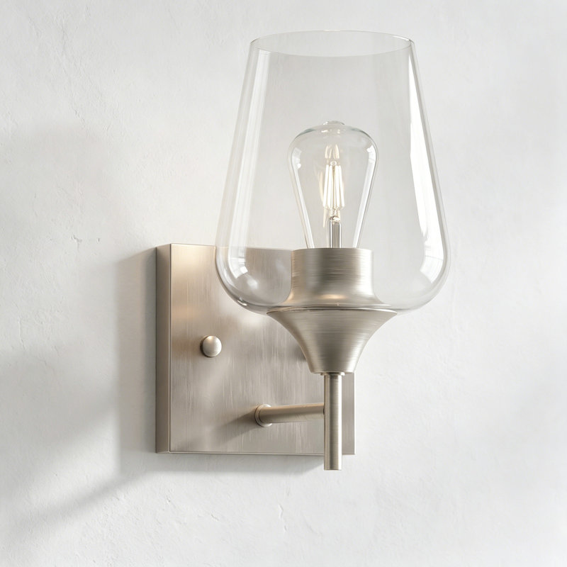 Herriman Armed Sconce, Clear, Brushed Nickel