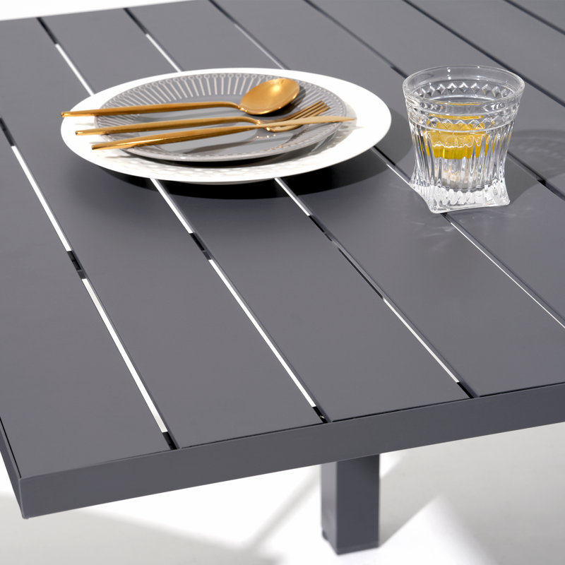 Table d'extérieur en aluminium, Plateau gris / base grise