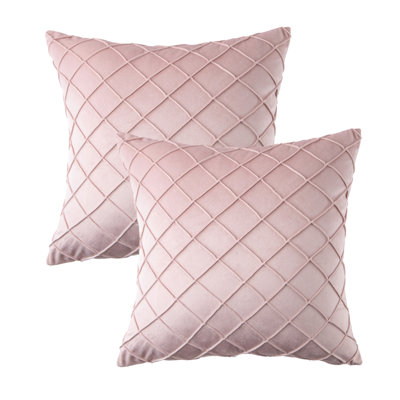 Square 18" Velvet Throw Pillow, Diamond Textured Decorative Pillows