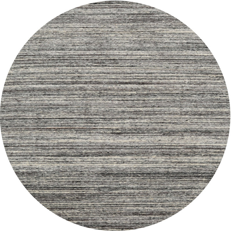 Tapis contemporain gris, Rond 7 pi