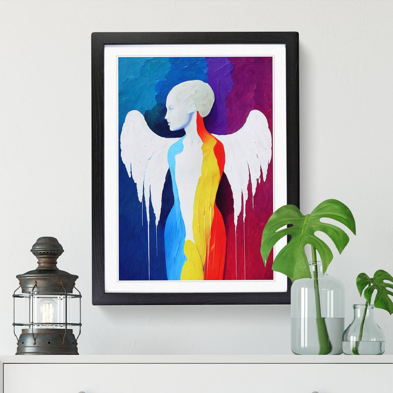 FRM-V0523-93X Angel Palette Knife Vol.2 - Single Picture Frame Print, 46cm H x 34cm W x 2cm D, Walnut Framed