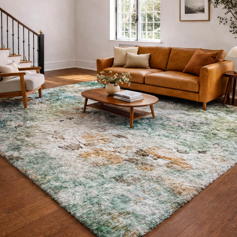 Tapis à poil long de qualité supérieure lavable à la machine ADS724, Sarcelle, 8 pi x 10 pi