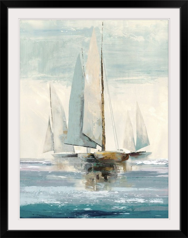 « quiet bateaus i », reproduction d’art, H 24 po x l 20 po x p 1 po, Cadre noir