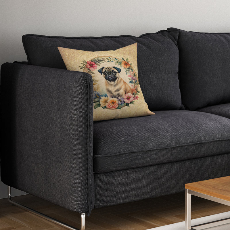Coussin décoratif intérieur / extérieur en polyester , H 14 po x l 14 po x P 3 po