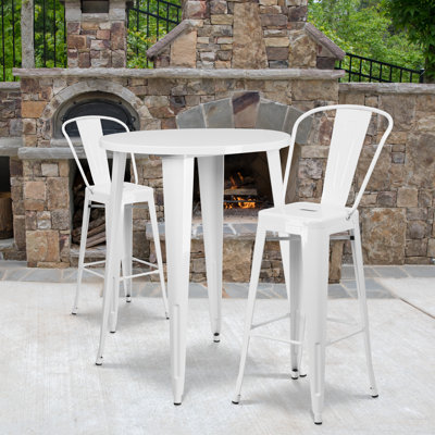 Genece Metal 3-Piece Indoor and Outdoor Bar Set