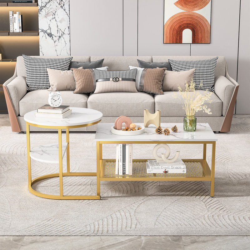 Sled Coffee Table with Storage, Gold