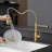 Stylish Brushed Gold Kitchen Faucet with Pull Down Sprayer and 360° Swivel, Single Handle for Easy Control and Durability
